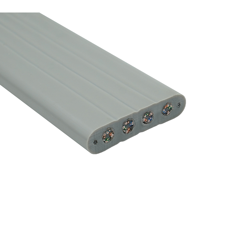 Plochý kabel výtahu s ocelovým drátem a 4 propojovacími kabely Cat6