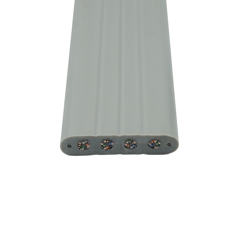 Plochý kabel výtahu s ocelovým drátem a 4 propojovacími kabely Cat6