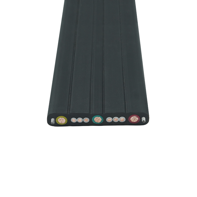 Jeřáb se složeným pláštěm, pohyblivý plochý kabel s ocelovým drátem