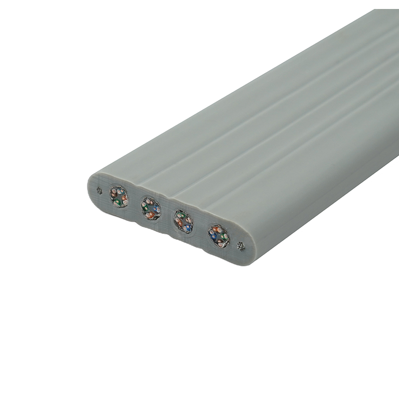Plochý kabel výtahu s ocelovým drátem a 4 propojovacími kabely Cat6