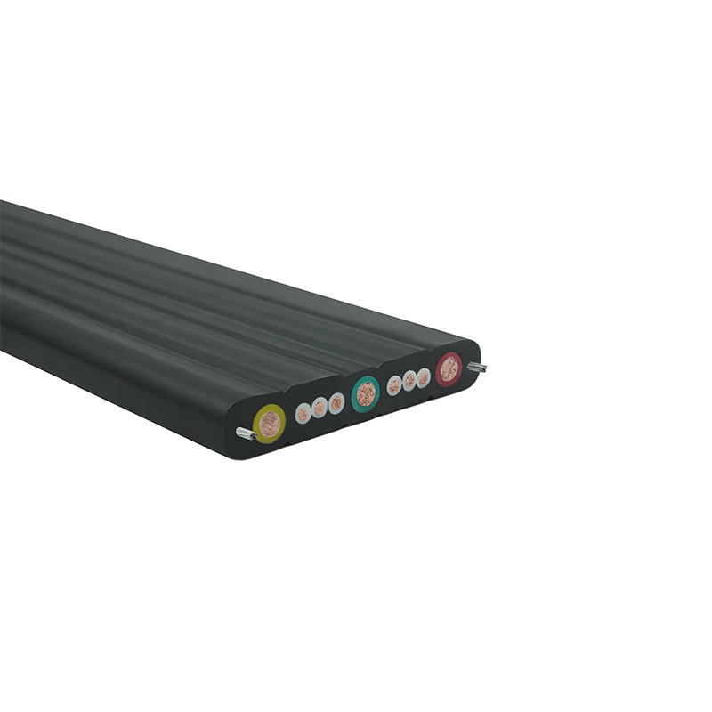 Jeřáb se složeným pláštěm, pohyblivý plochý kabel s ocelovým drátem